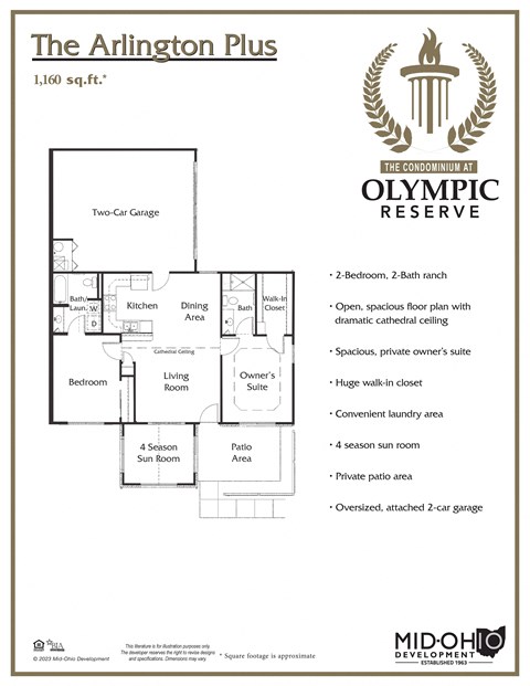 Floor plan for 2 beds, 2 baths, 1120 sqft